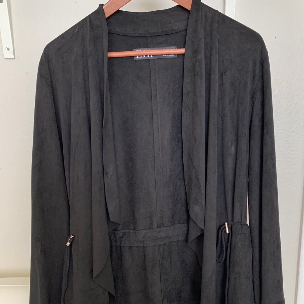 Zara Black Faux Suede Jacket Sz XS